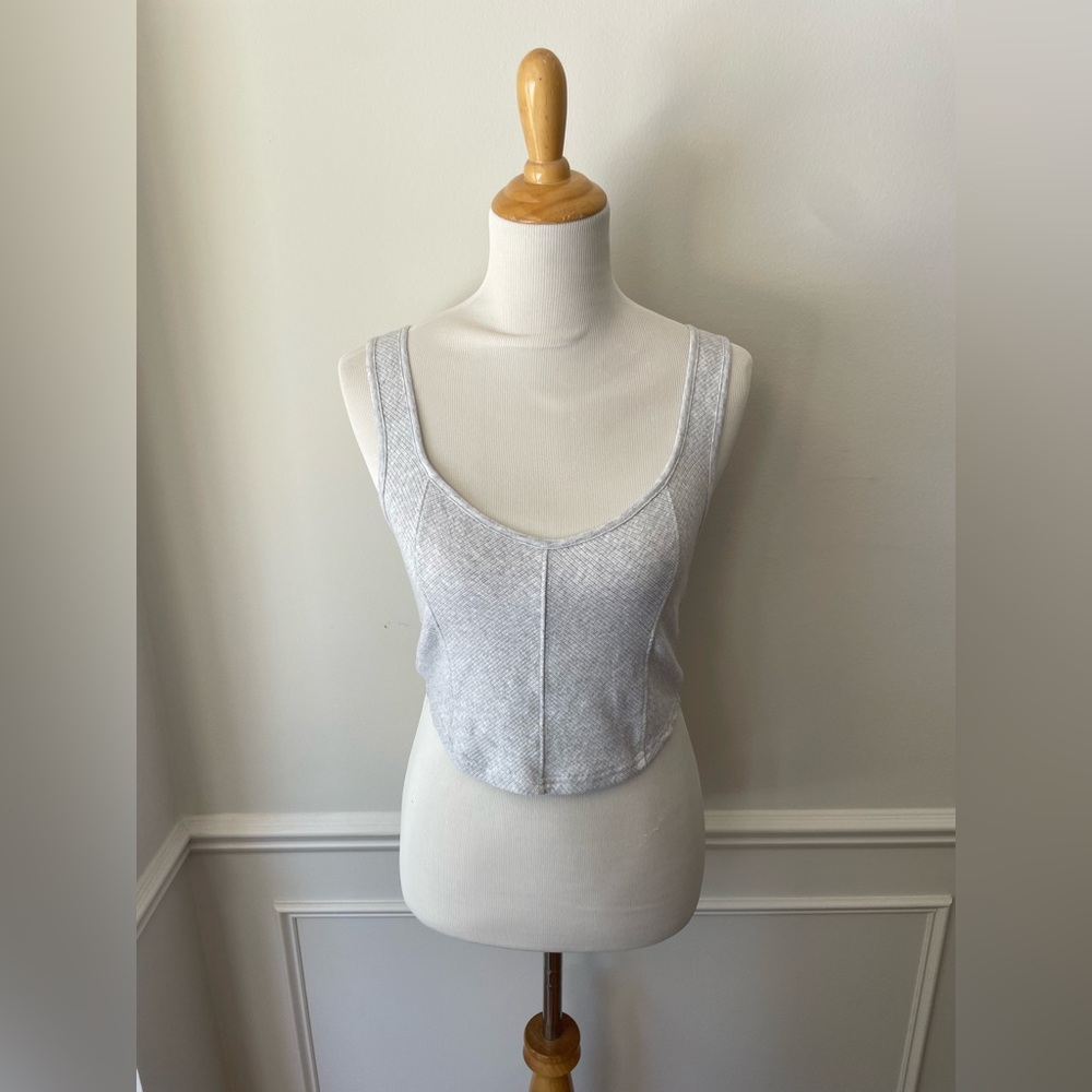 Gray Ribbed Aerie Tank Top